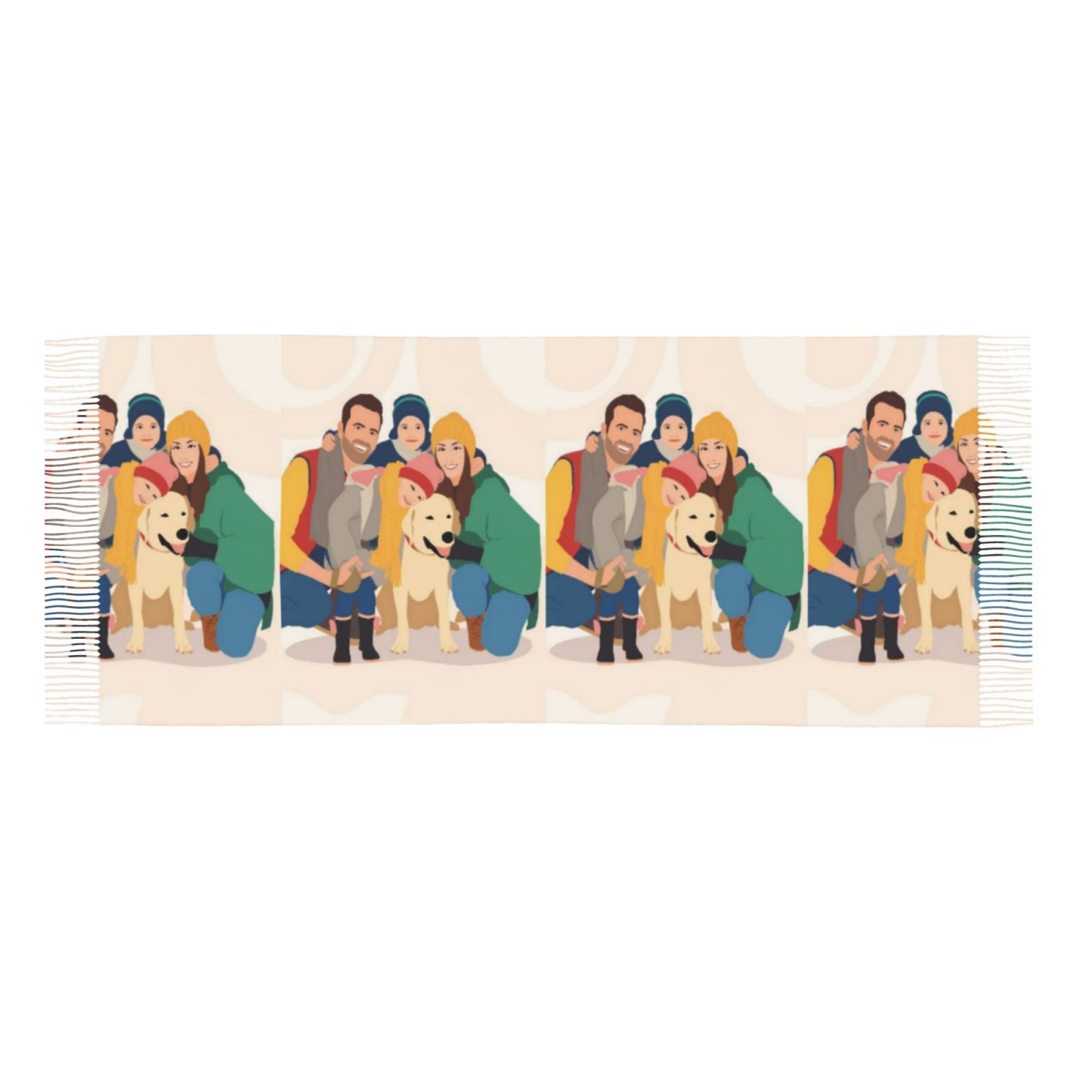 Op maat gemaakte sjaal met familiefoto in cartoonstijl Wintersjaal Kerstcadeau voor papa