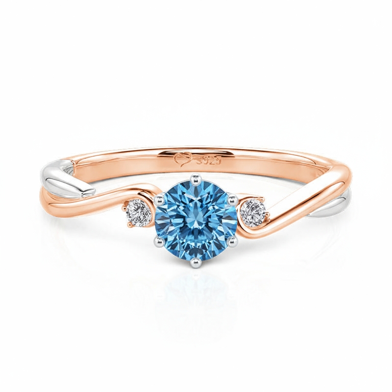 Jeulia Two Tone Three Stone Custom Birthstone Twist Ring