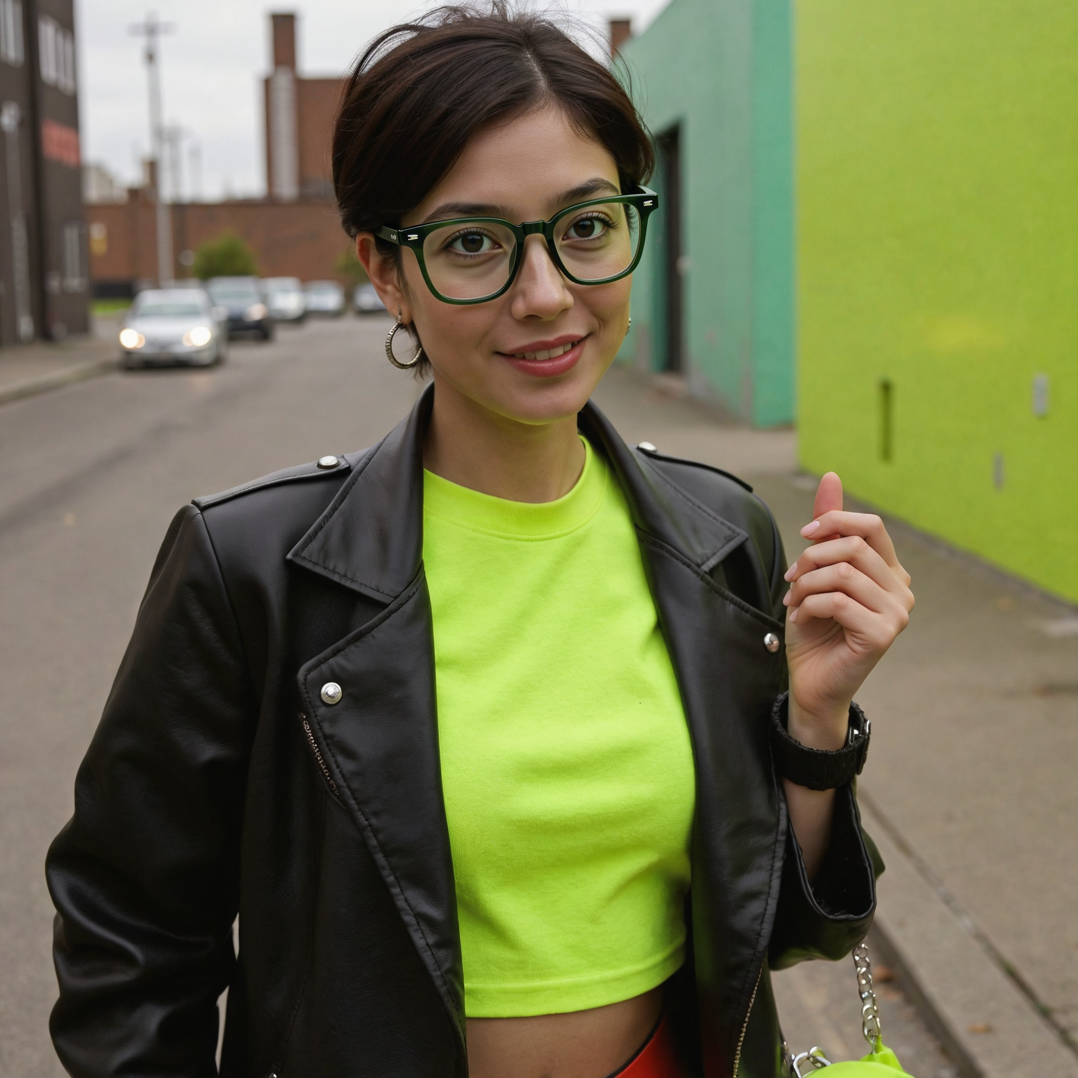 Polly Square Green Glasses