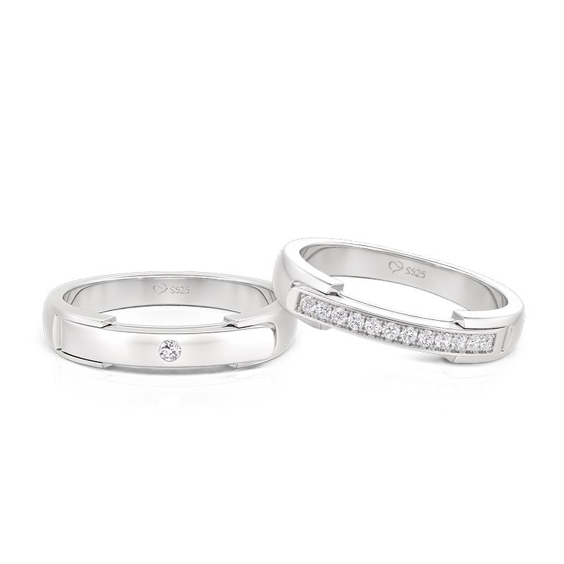 Jeulia Custom Eternal Unity Locket Engraved Couple Rings Set