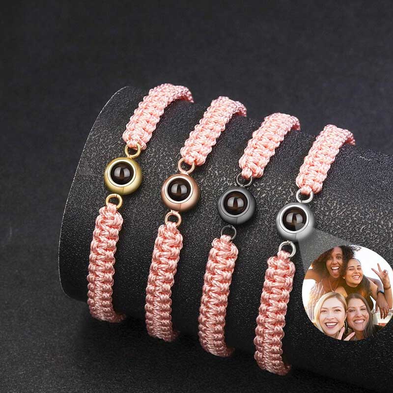Personalized Braided Pink Rope Photo Projection Bracelet Sweet Cool Gift