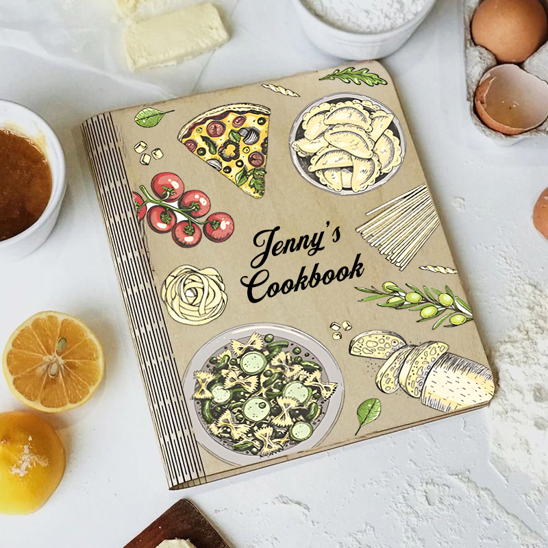 グルメ柄 名前 文字入れ 料理 レシピ ノート レシピ帳 カスタマイズ