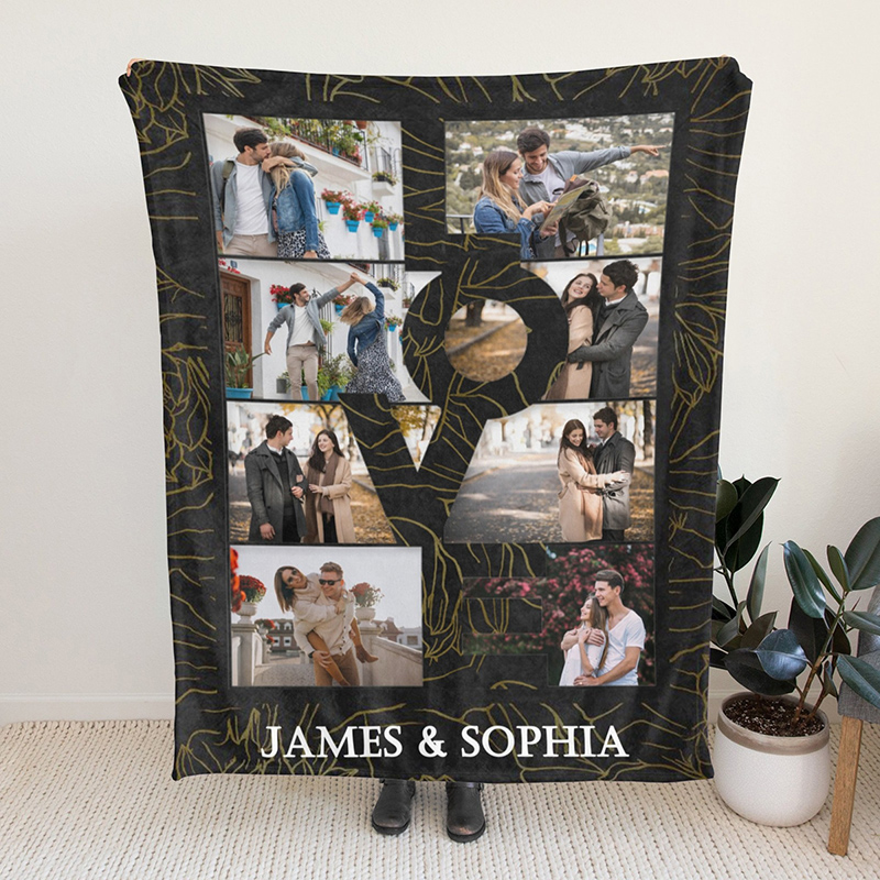 Personalized Photo Blanket Sweet Gift for Couple