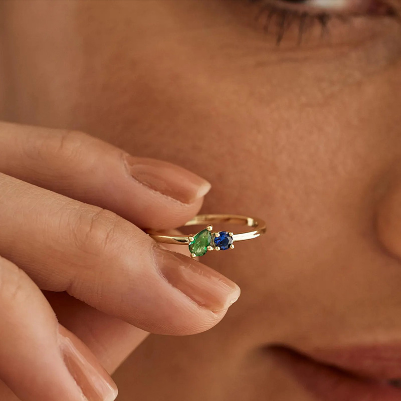 Personalized Birthstone Ring Beautiful Gift for Couples