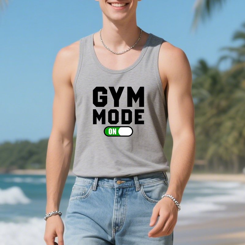 Personalized Tank Top Turn On Gym Mode Energetic Style Design Gift for Sport Lovers