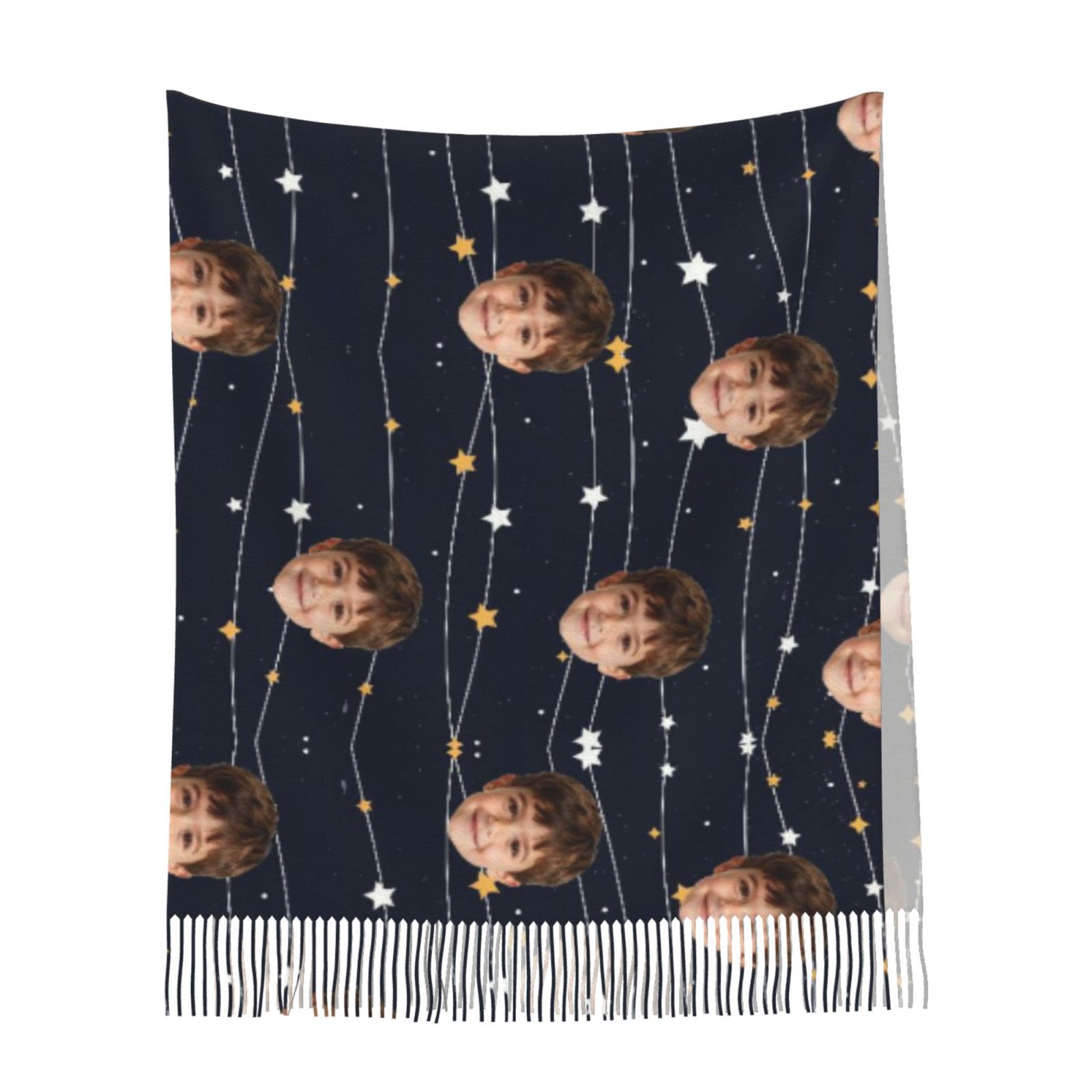 Custom Scarf with Child's Photo and Starry Sky Background Winter Scarf Gift for Mom