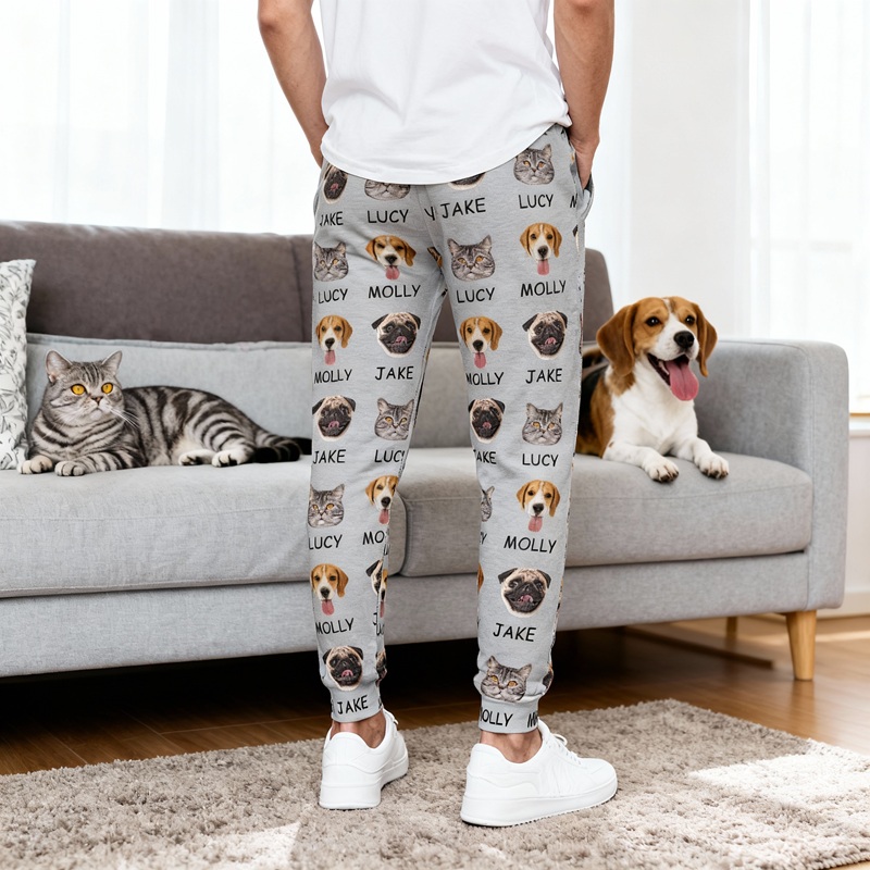Personliga unisex-joggingbyxor med foto av husdjur Perfekt present till djurälskare