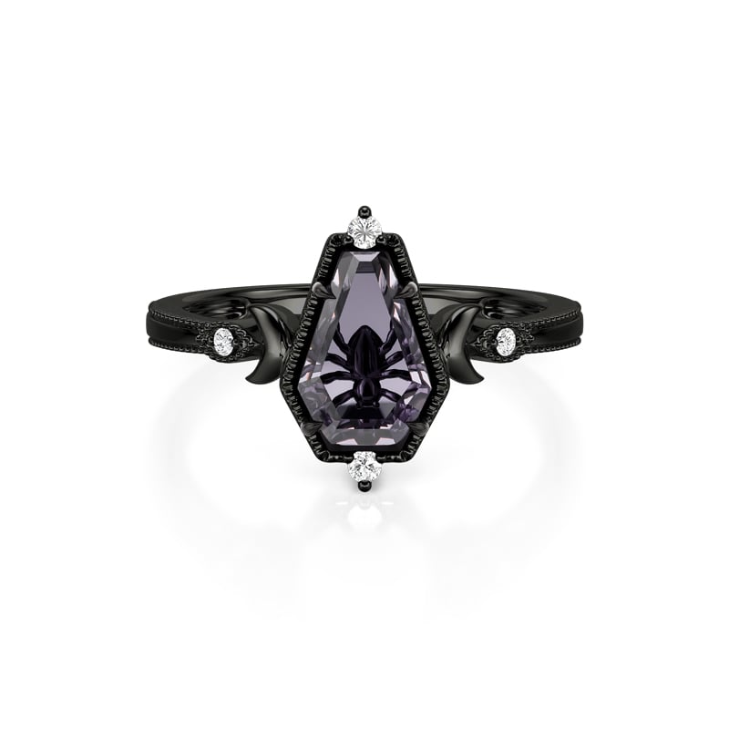 Jeulia Gothic Natural Amethyst Moon Spider Ring for Protection and Mystery