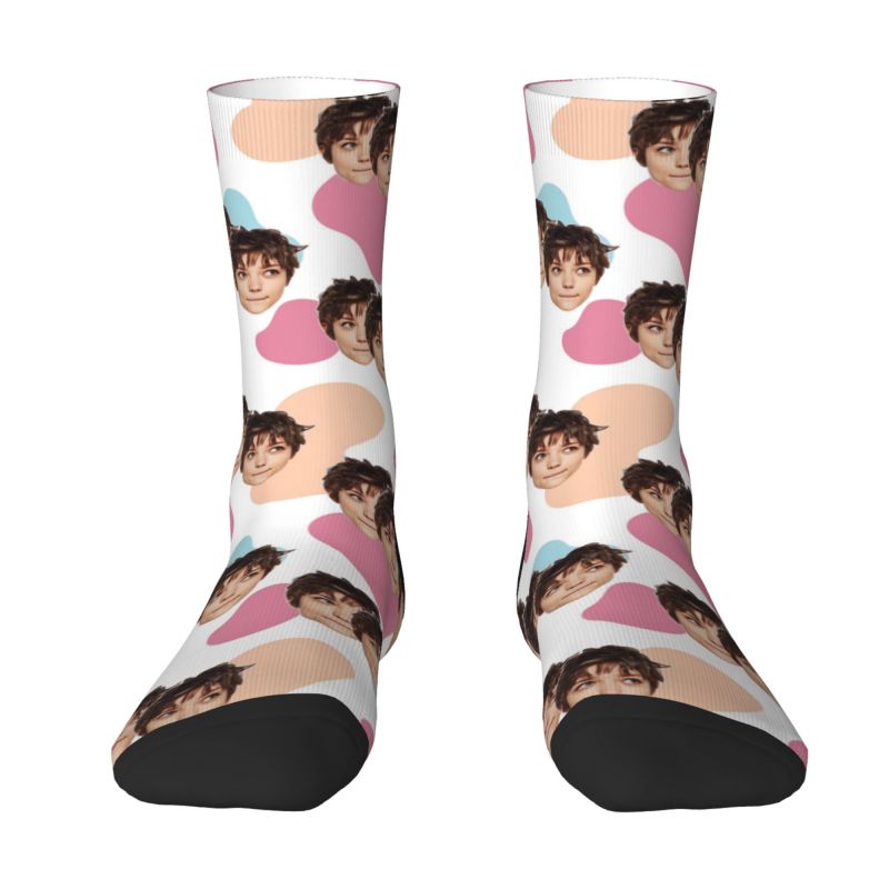 Custom Socks Colorful Cow Pattern Print Funny Three Face Photos