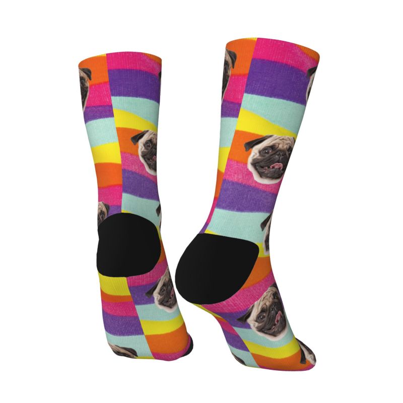 Personalized Tie Dye Face Socks Rainbow Printed with Pet Photos