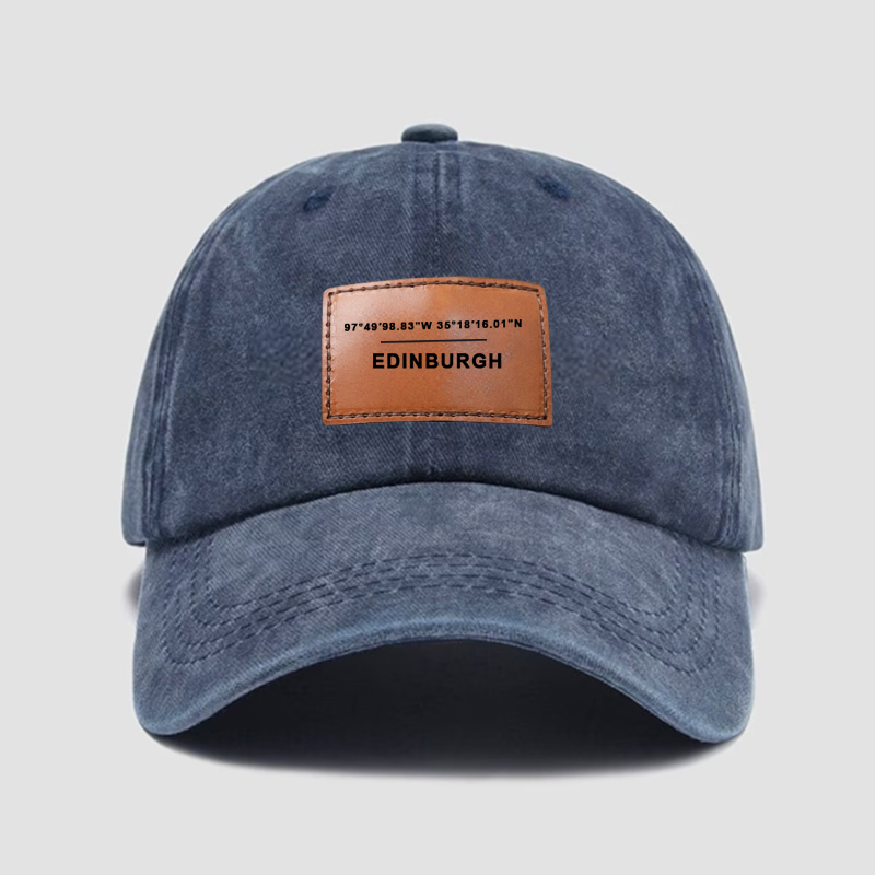 Sombrero Personalizado Diseño de Cuero Coordenadas de Ubicación Personalizadas Regalo Único para Ser Querido