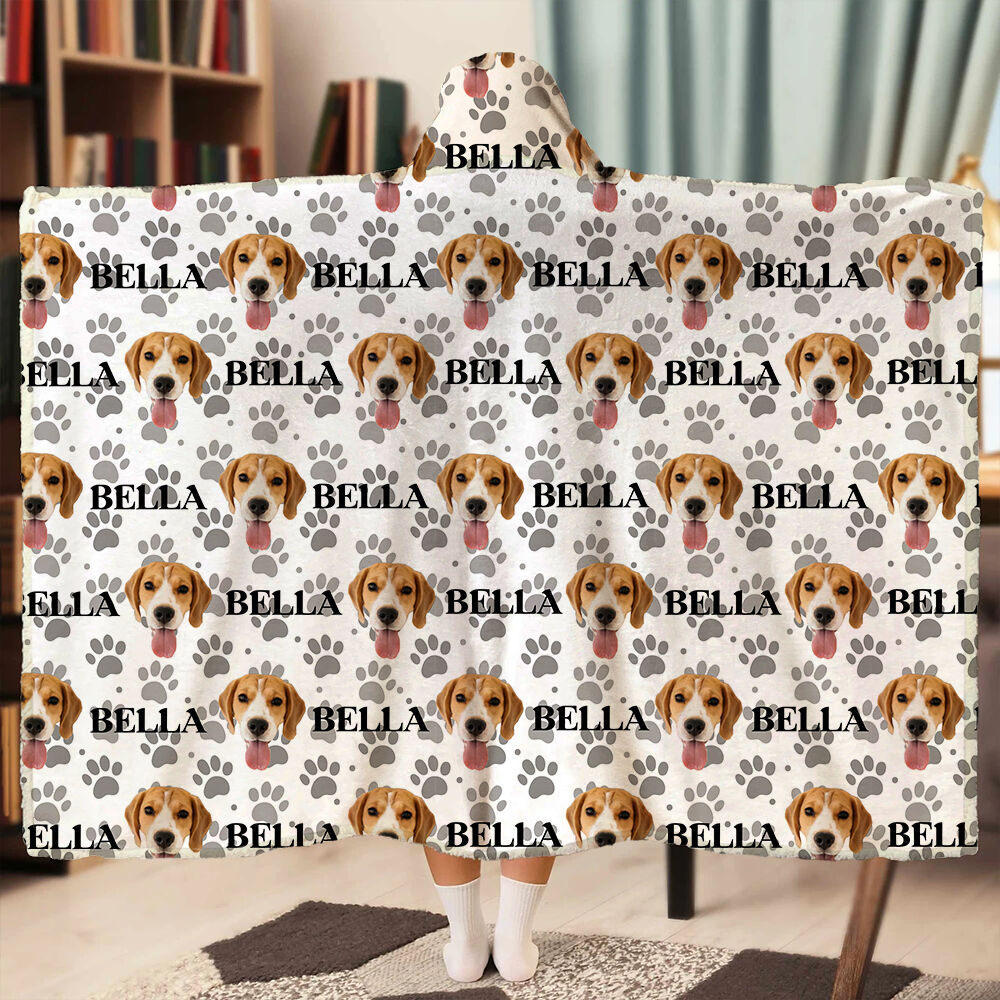 犬 猫 肉球 写真 顔写真 名入れ 着る毛布 ルームウェア ブランケット オーダーメイド