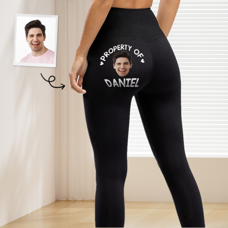 Personalized Leggings Property Of You Custom Photo Creative Design Gift for Her Lovers Wife