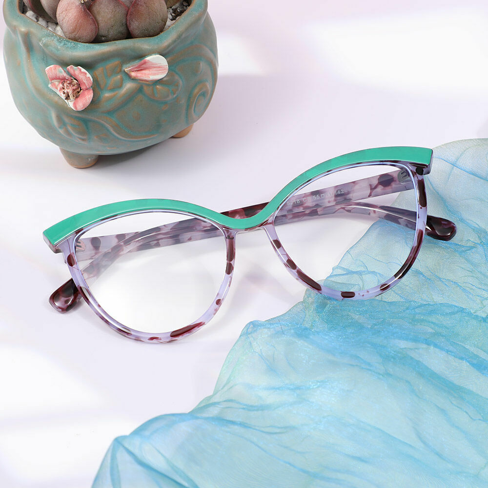 Bing Cat Eye Grüne Brille