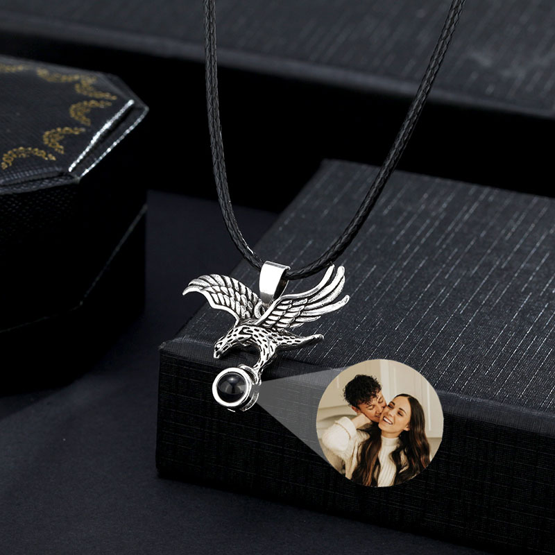 Personalized Eagle Photo Projection Men's Necklace for Him