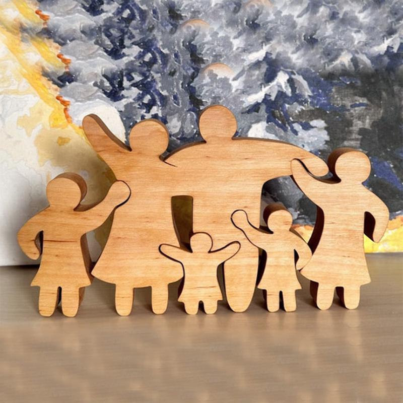 名入れ ウッド パズル 家族 オブジェ 置物 インテリア - Drawelry.jp