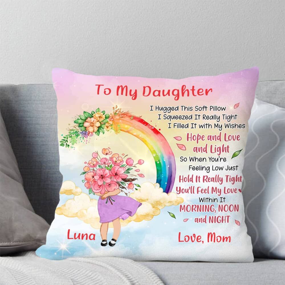 Personalized Pillows with Rainbow and Flower Patterns Are Great Gifts for Girls