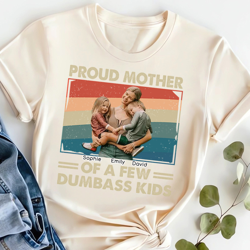 Personalized T-shirt Proud Mother of A Few Kids with Custom Photo Funny Gift for Mother's Day