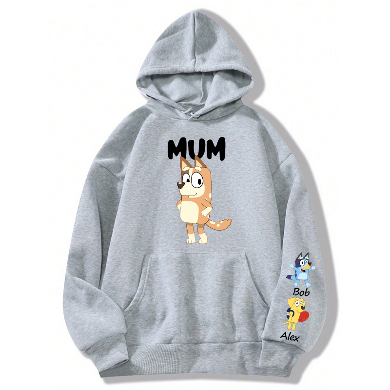 Personalized Hoodie Custom Dog Mama with Cute Cartoon Pattern Design Perfect Mother's Day Gift