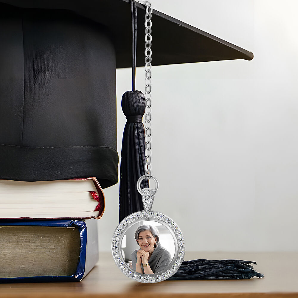 Nappa laurea foto personalizzata Strass rotondo Mini decorazione per tocco laurea per amici