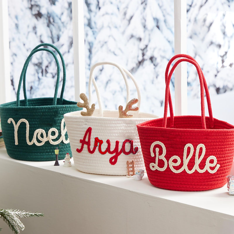 Personalised Name Christmas Gift Bag Storage Basket Beautiful Present for Best Friends