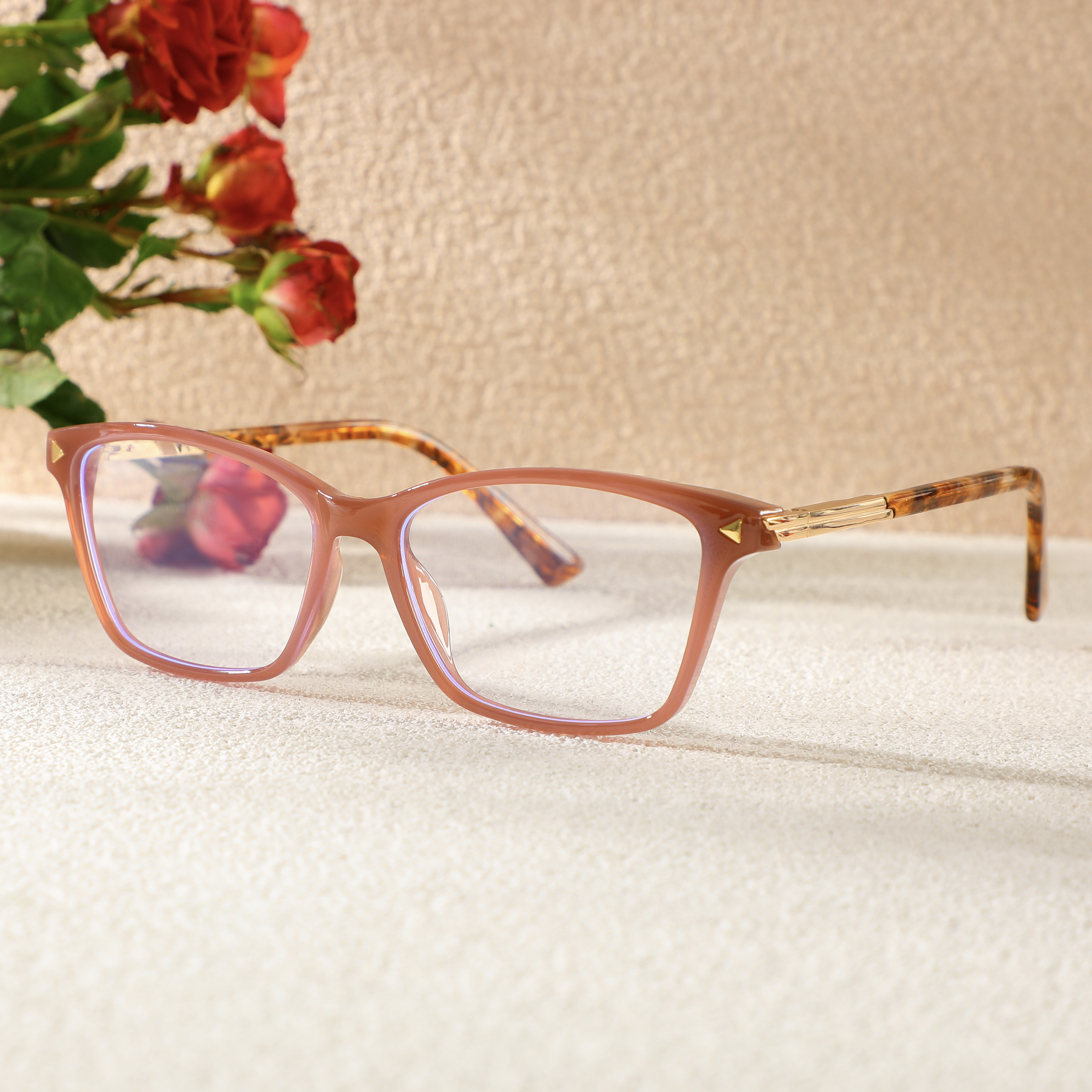 Elizabeth Rechteckige Braune Brille