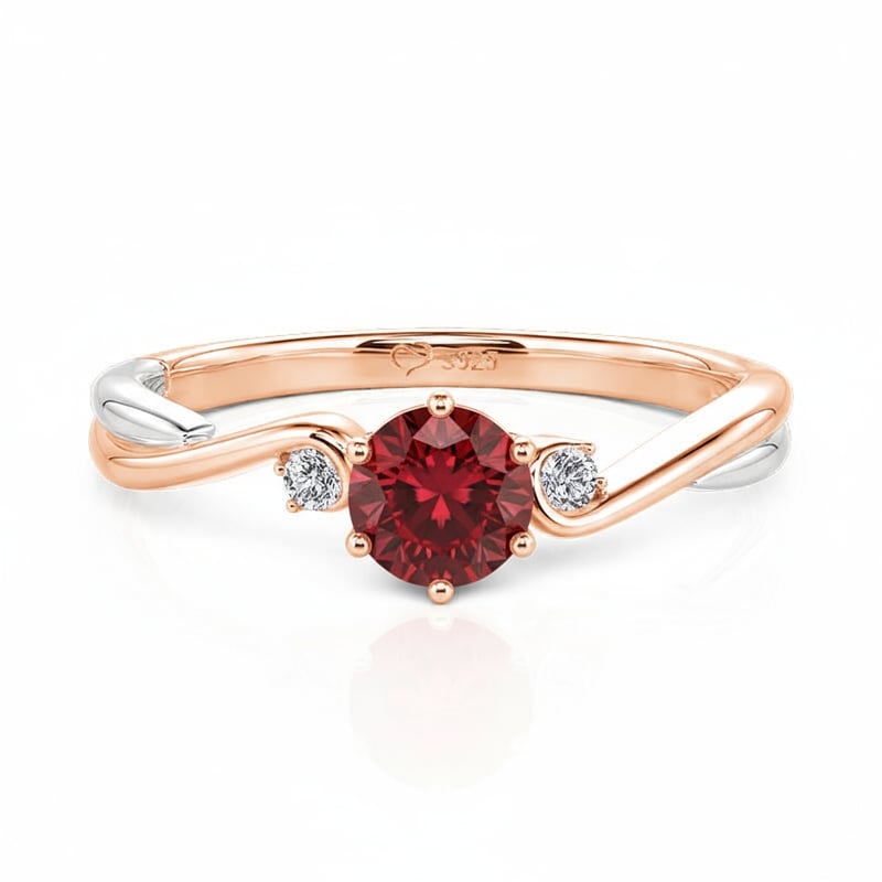 Jeulia Two Tone Three Stone Custom Birthstone Twist Ring