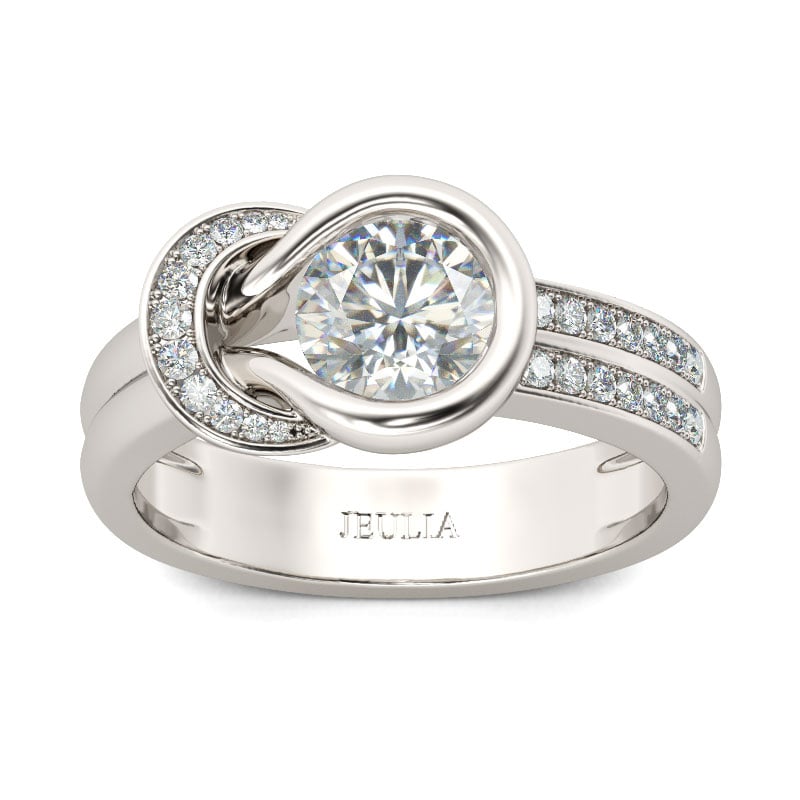Knot Round Cut Engagement Ring For Her in Sterling Silver