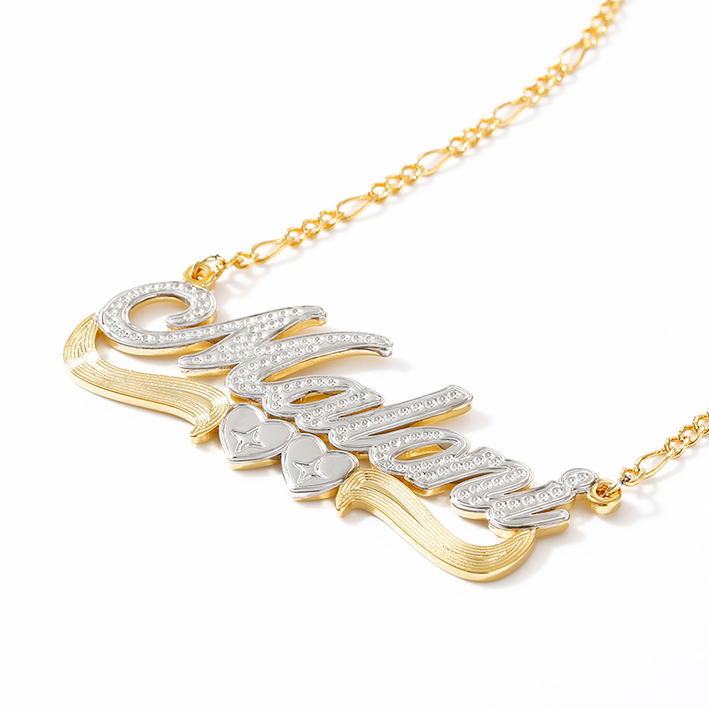 Two-Tone Heart Custom Name Necklace