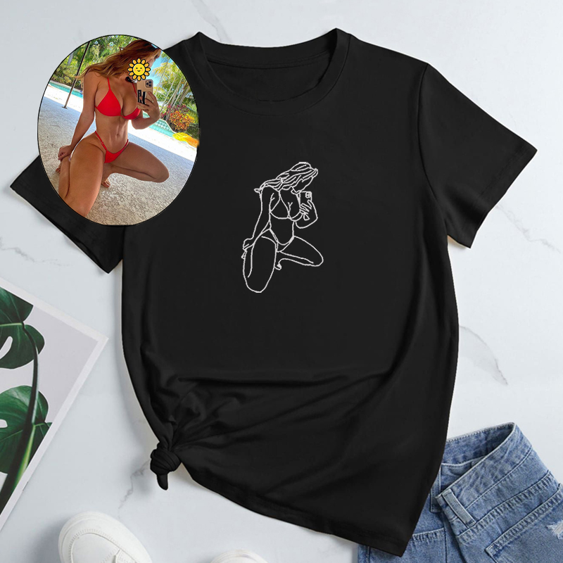 Tshirt personnalisé brodé photo épicée Cadeau attractif pour petit ami