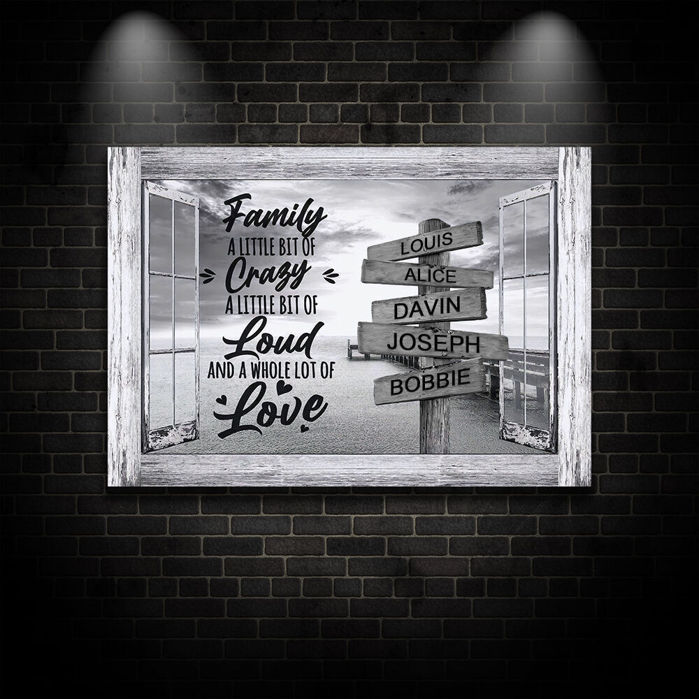 Personalized Name Canvas Wall Art with Windows Pattern Best Gift for Family