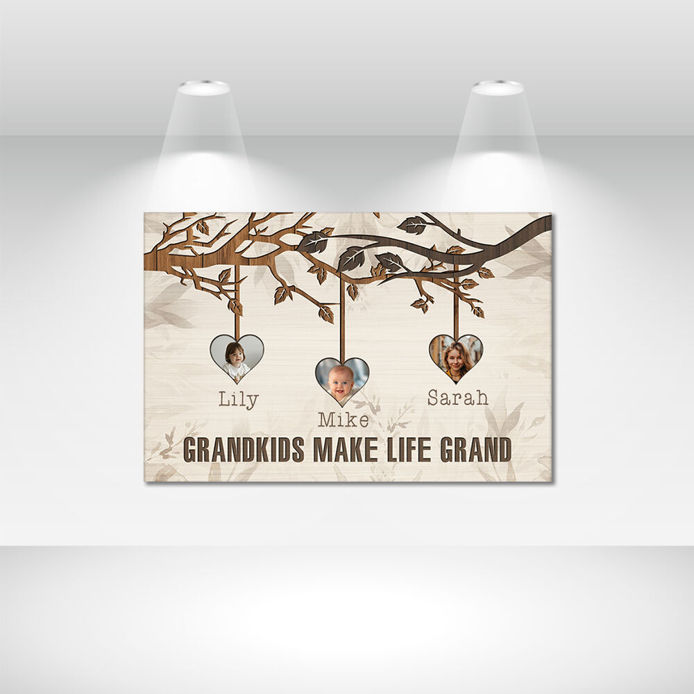 Personalized Picture Canvas Wall Art Heart Shaped Design Unique Gift for Family