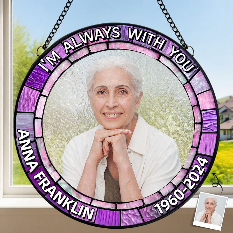 Personalized Custom Stained Glass Window Hanging Suncatcher Sympathy Gift for Grandma