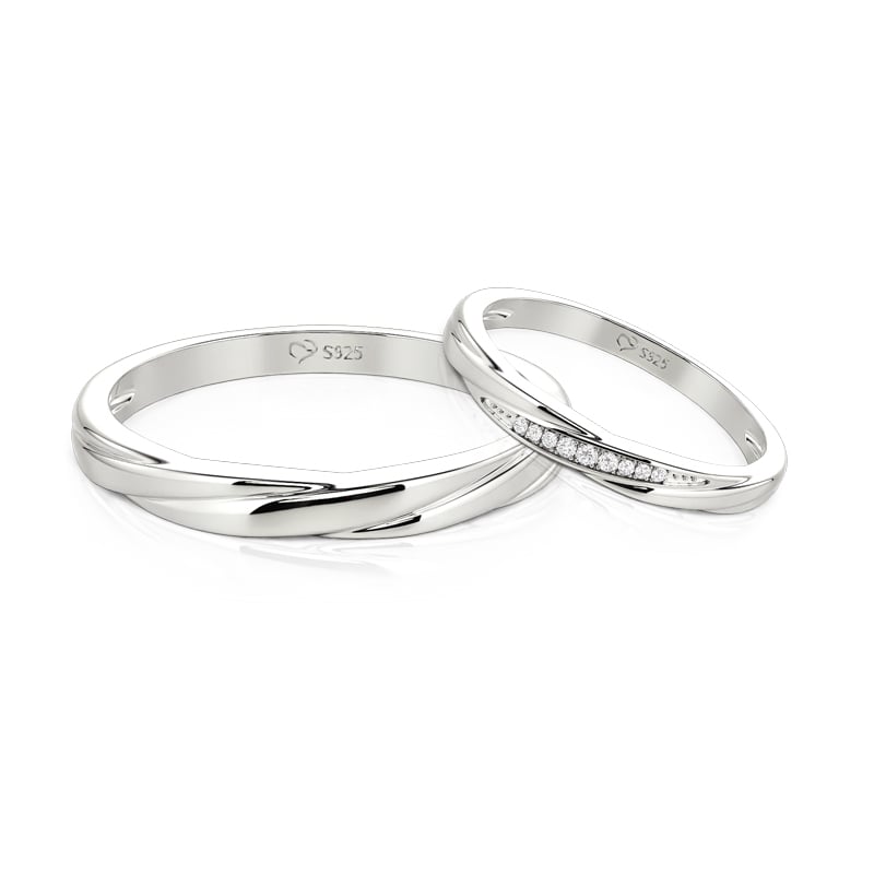 Jeulia Intertwined His and Hers Wedding Ring Set