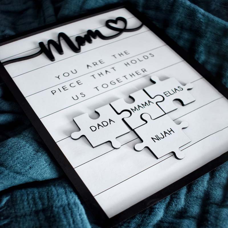 Cadre Fait à la main Personnalisé Bois Maman Casse-tête Signe pour le cadeau de la fête des mères
