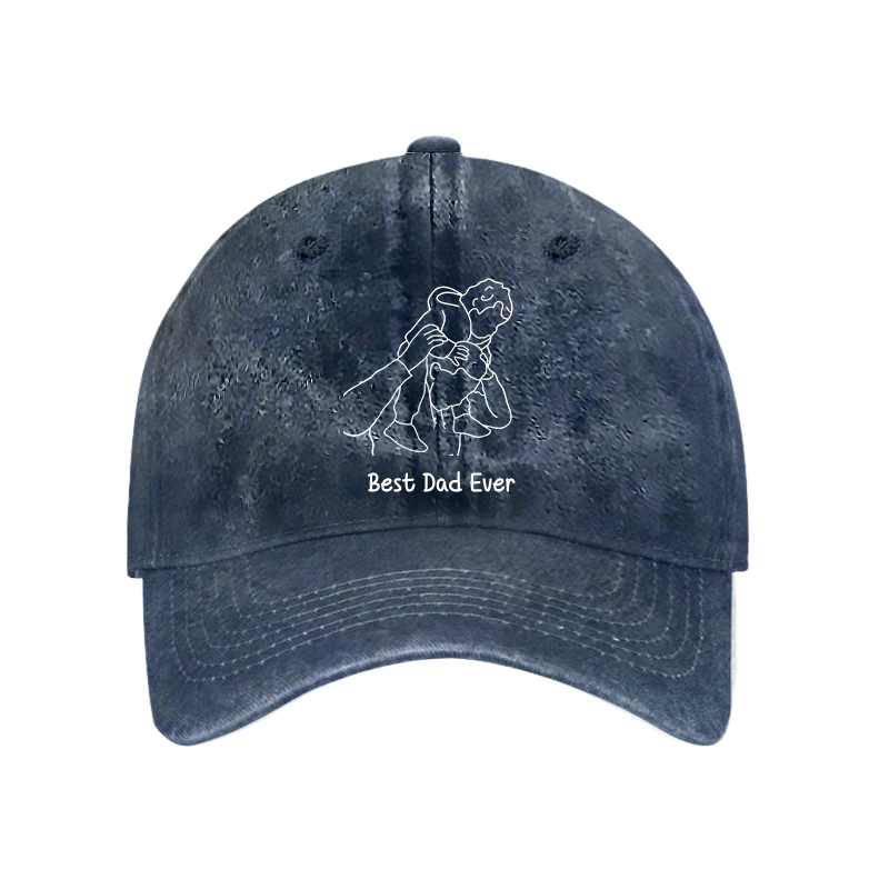 Personalized Hat Best Dad Ever Custom Picture Line Drawing Design for Father's Day