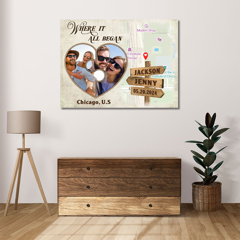 Personalized Picture Canvas Wall Art Special Gift for Couple "Where It All Began"