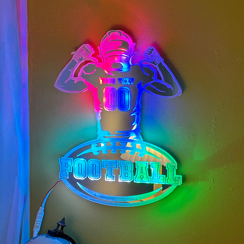 Personalized Rugby Player Mirror Light With Custom Numbers And Names For Sports Lovers