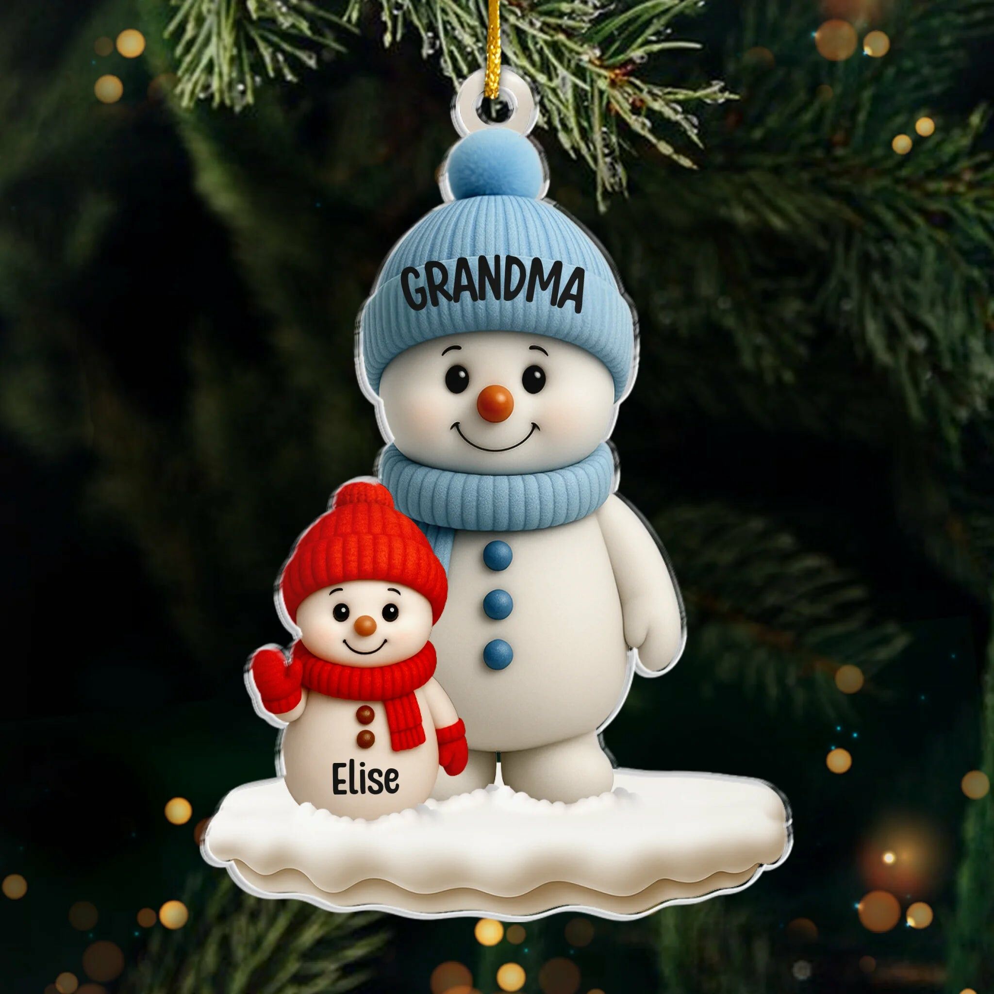 Personalized Snow Name Set Number Ornaments Christmas Gift for Grandma