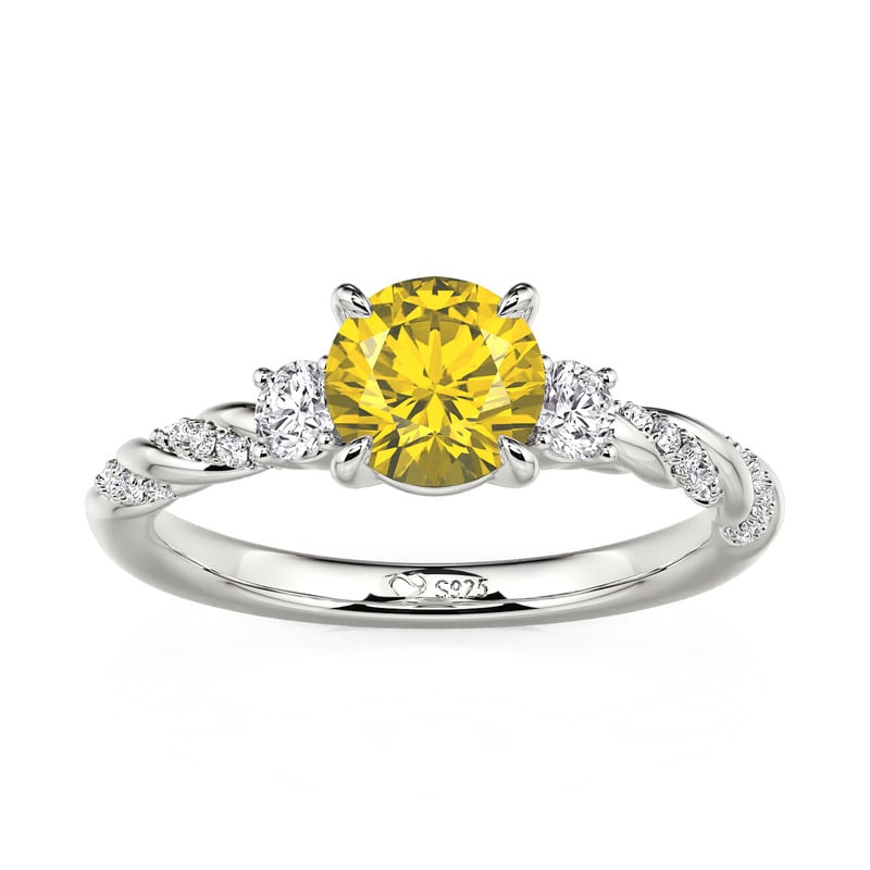 Jeulia Custom Three Stone Twisted Birthstone Engagement Ring