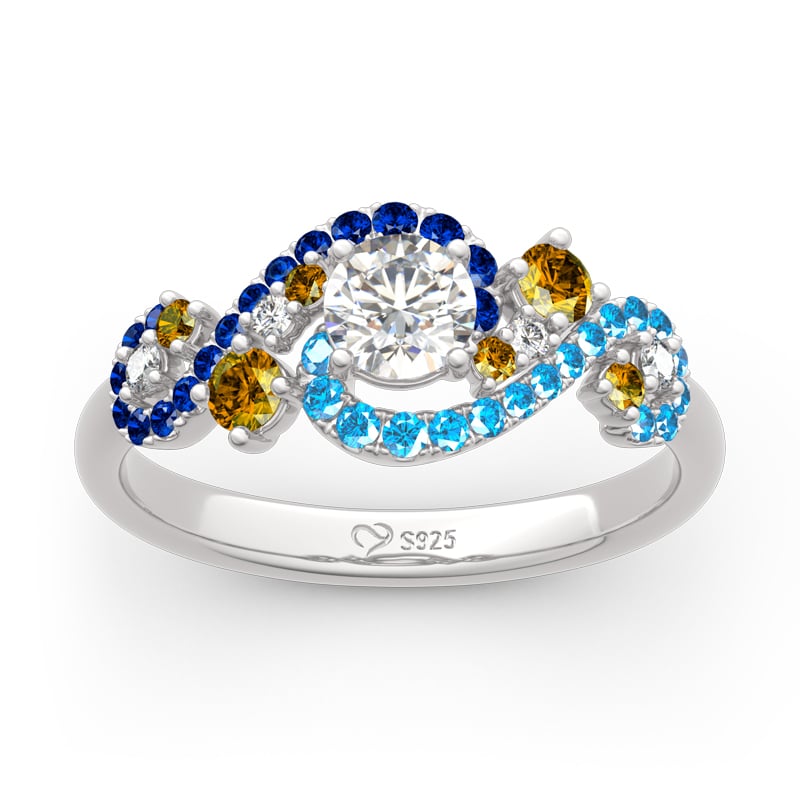 "The Starry Night" Vintage Engagement Rings Round Cut Sterling Silver