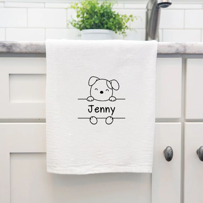Personalized Towel with Custom Cute Puppy Name Card Design Adorable Present for Child