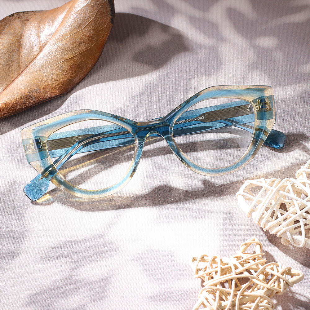 Louisa Cat Eye Blue Glasses