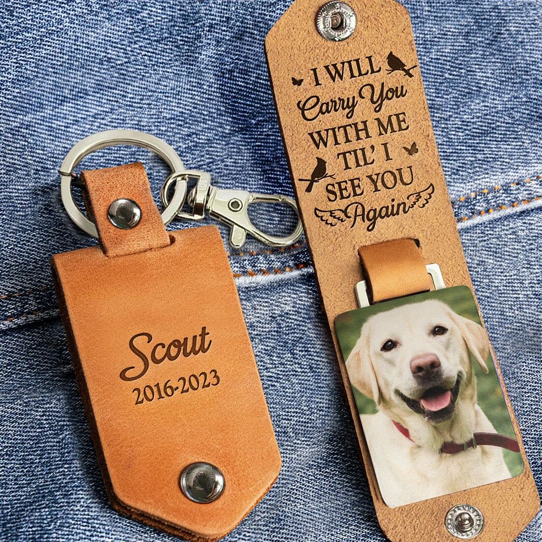 Personalized Commemorative Photo Keychain Warm Gift For Pet Lovers