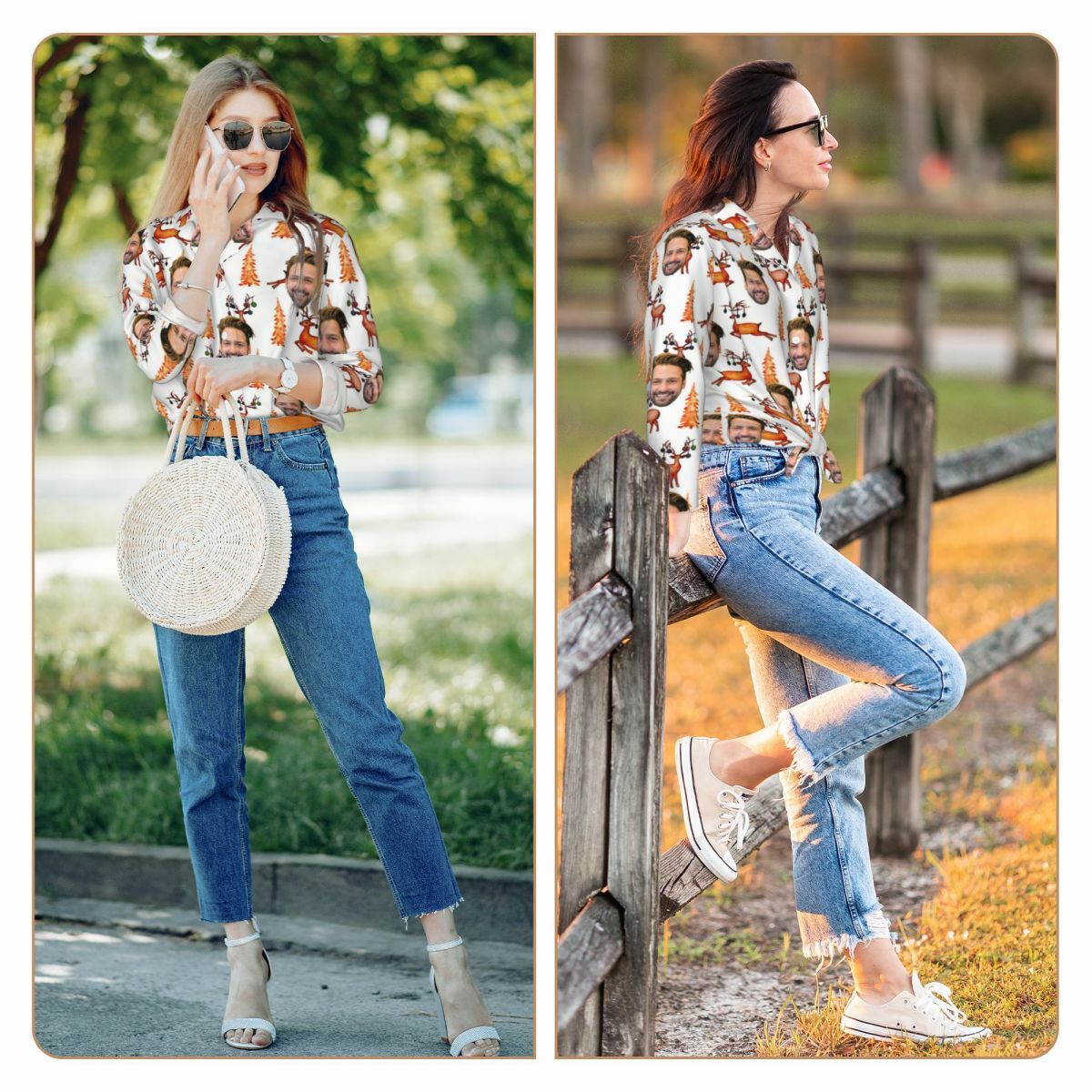 写真 顔絵 クリスマス ツリー パジャマ ルームウェア オリジナル