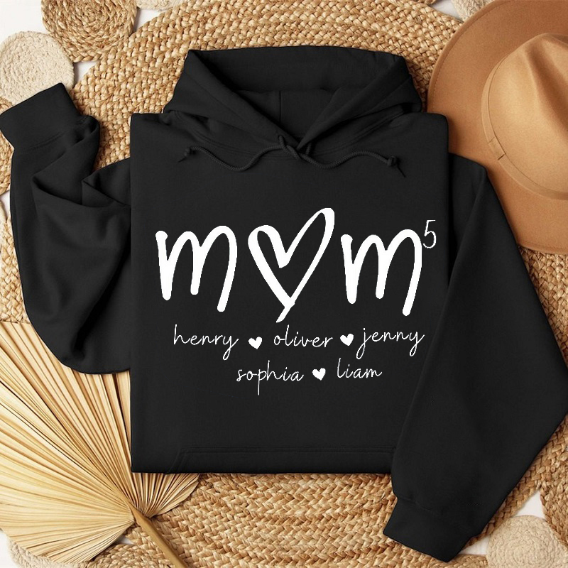 Personalized Hoodie Custom Mom with Number of Children and Names Design Creative Mother's Day Gift