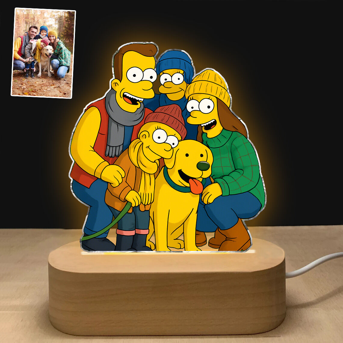 Personalisierte Simpsons Stil Foto Acryl Plaque Licht Home Decor