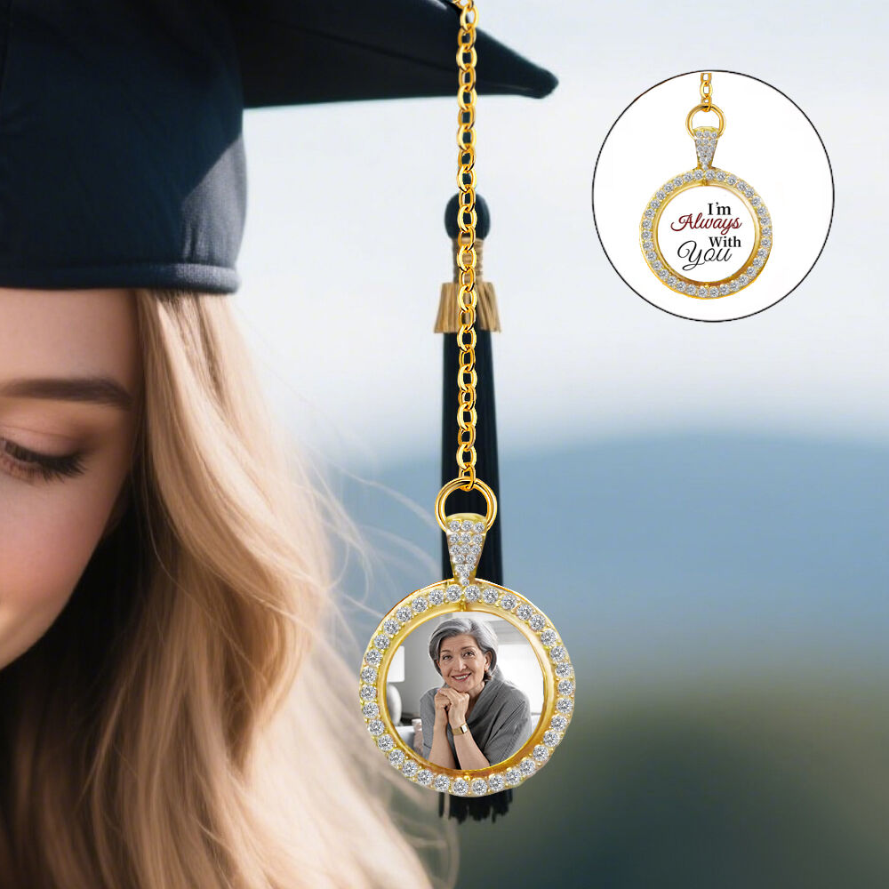 Nappa laurea foto personalizzata Strass rotondo Mini decorazione per tocco laurea per amici