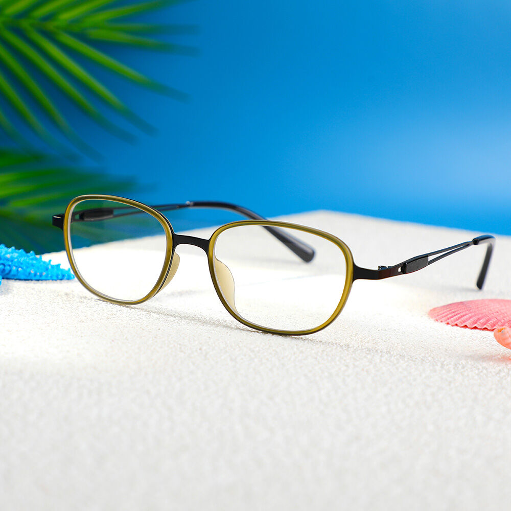 Marjorie Rechteckige Grüne Brille