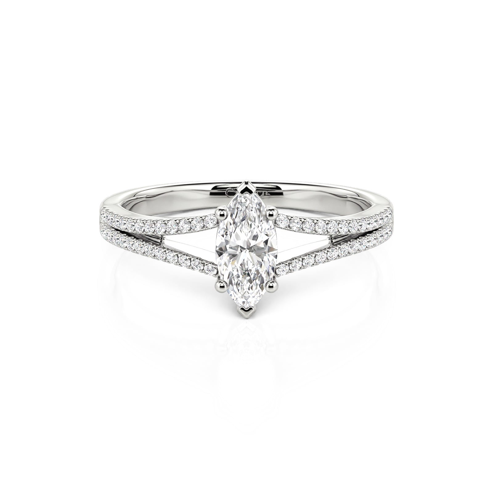 Jeulia Pave Split Shank Marquise Cut Engagement Ring